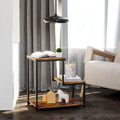 Industrial Side Tables Living Room, 3 - Tier End Tables Bedroom - The Linen House
