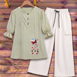 Ivory Butterfly Garden Baggy Two Piece Suite - The Linen House