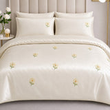 Ivory Daisy Embroidered Bedding Set - The Linen House