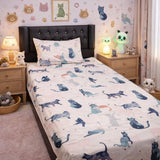 Kids Cartoon Bed Sheet Cat Desgin - The Linen House