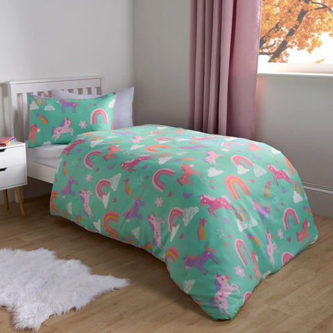 Kids Unicorn Rainbow Bedsheet - The Linen House