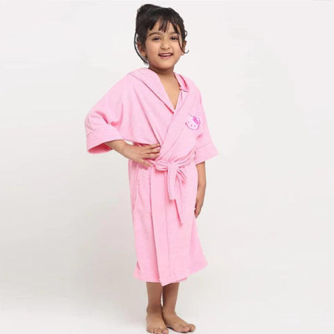 Kids Bathrobe Pink - Hello Kitty - The Linen House