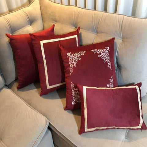 Velvet Embroidered Cushion Cover (pack of 4) - The Linen House