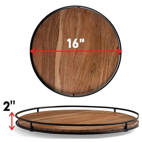 Kitchen Organizer Turntable with Metal Sides Serving Tray - The Linen House