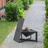 Korono Square Fire Bowl with Lid | Outdoor Garden Fire Pit - The Linen House