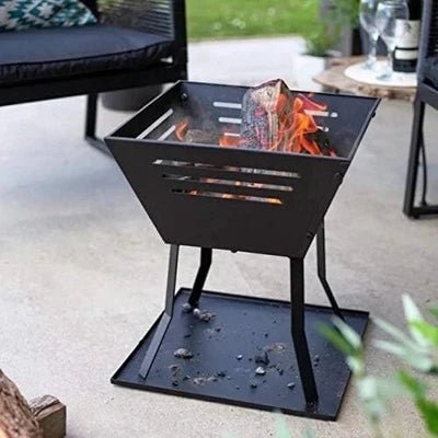 La Hacienda Square Basket Fire Pit | Modern Patio Heater & Log Burner - The Linen House