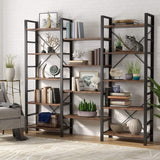 Large Triple Wide 5 - Shelf Etagere Bookcase - The Linen House