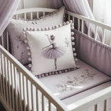 Lavender Ballet - Themed Baby Crib Bedding Set with Ballerina Pillow - The Linen House