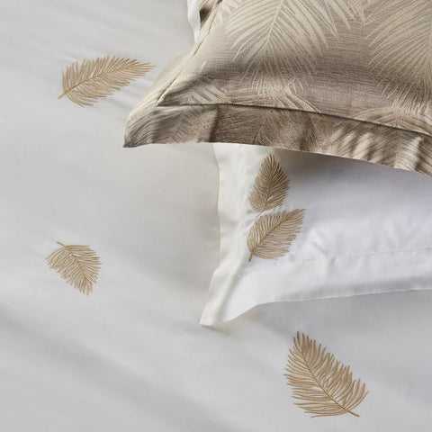 Leaf Gold Embroidered Splendor - The Linen House