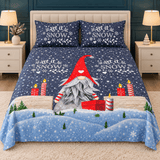 Let It Snow Christmas Gnome Cotton Bedsheet - The Linen House