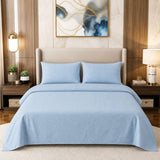 Light Blue Squiggle Printed Bed Sheet - The Linen House