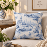 Light Blue Toile Print Cushion – Timeless Home Accent - The Linen House