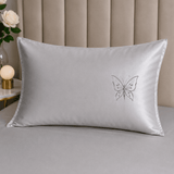 Light Grey Butterfly Embroidered Bedding Set - The Linen House
