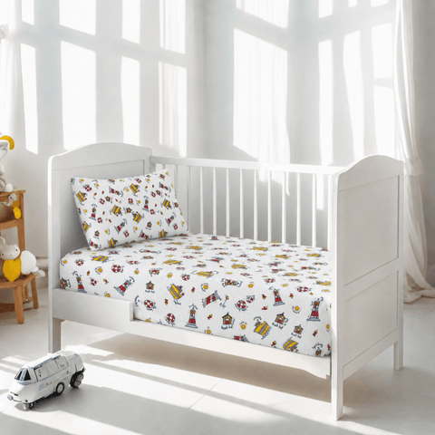 Lighthouse & Boats Baby Crib Sheet & Pillow - The Linen House