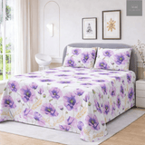 Lilac Flower Print Bedding Set (3pcs) - The Linen House