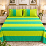 Lime Teal Wide Stripe Printed Bed Sheet - The Linen House