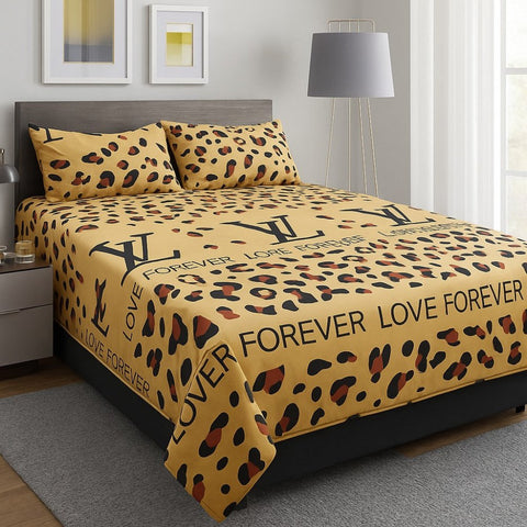 Love Forever Leopard Print Bedsheet Set (3pcs) - The Linen House