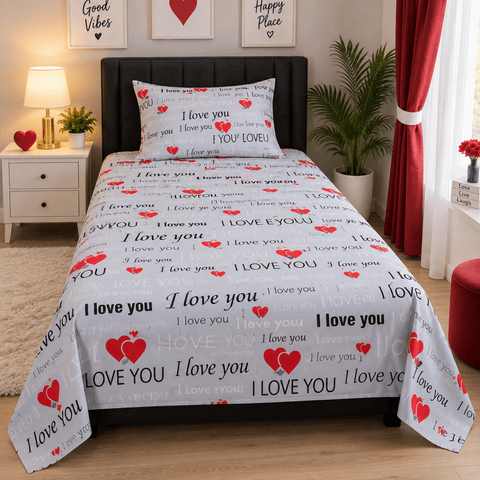 Love Heart Single Bedsheet - The Linen House