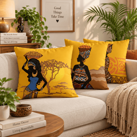 Luxury African Art Cushion Covers (Pack of 3) - The Linen House