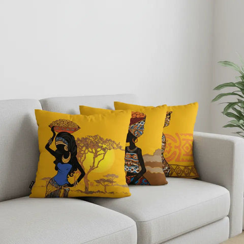 Luxury African Art Cushion Covers (Pack of 3) - The Linen House