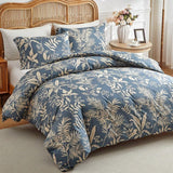 Luxury All - Season Blue Leaf Print Bedding Set – Soft, Comfortable & Breathable - The Linen House