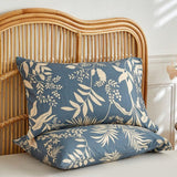 Luxury All - Season Blue Leaf Print Bedding Set – Soft, Comfortable & Breathable - The Linen House