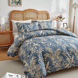 Luxury All - Season Blue Leaf Print Bedding Set – Soft, Comfortable & Breathable - The Linen House