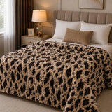 Luxury Beige & Black Tie-Dye Faux Rabbit Fur Blanket - The Linen House