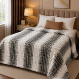 Luxury Beige & Black Tie-Dye Faux Rabbit Fur Blanket - The Linen House