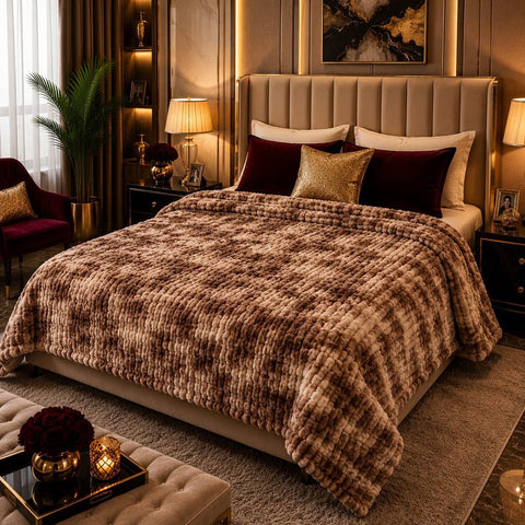 Luxury Beige Fleece Blanket - The Linen House
