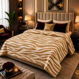 Luxury Beige & White Fleece Blanket - The Linen House