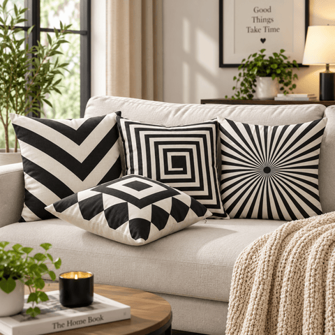 Luxury Black & White Cushion Covers (Pack of 4) - The Linen House