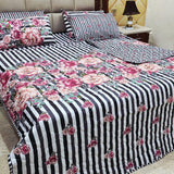 Luxury Black & White Floral 7Pc Bedspread Set - The Linen House