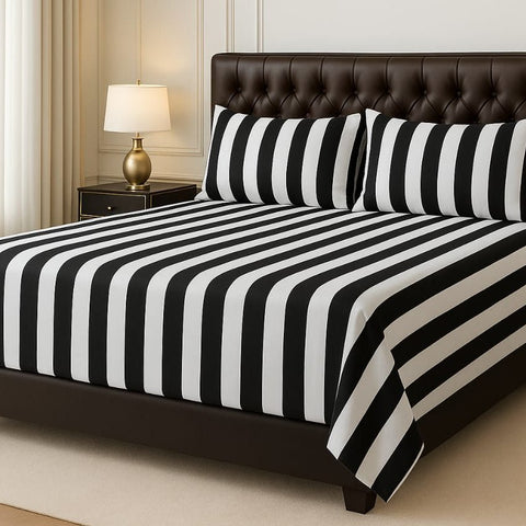 Luxury Black & White Striped (3 pcs) - The Linen House