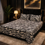 Luxury Black & White Zebra Print Fleece Bedsheet - The Linen House