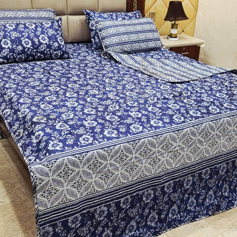 Luxury Blue & White Floral 7Pc Bedspread Set - The Linen House