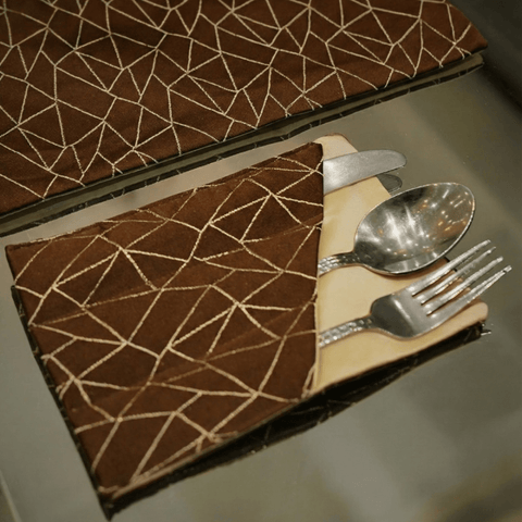 Luxury Brown & Gold Table Setting Set - The Linen House