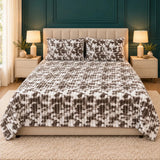 Luxury Brown & White Tie-Dye Fleece Bedsheet Set - The Linen House