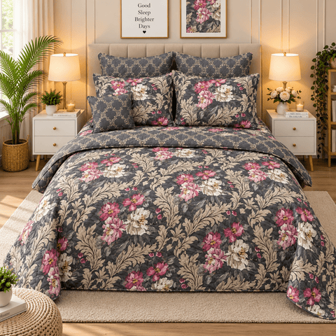 Luxury Comfort Printed Bedspread with Covers – 7 Pcs - The Linen House