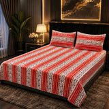 Luxury Coral Leaf Stripe Fleece Bedsheet - The Linen House