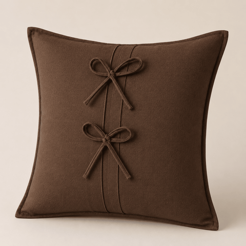 Luxury Cotton Cushion Cover with Double Bow Design - The Linen House