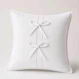 Luxury Cotton Cushion Cover with Double Bow Design - The Linen House