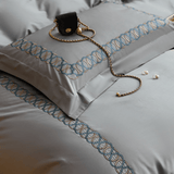 Luxury Cotton Satin Circle Embroidered Duvet Set - The Linen House