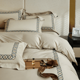 Luxury Cotton Satin Circle Embroidered Duvet Set - The Linen House