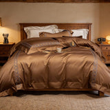 Luxury Cotton Satin Circle Embroidered Duvet Set - The Linen House