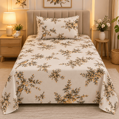 Luxury Cream Floral Kids Bedsheet - The Linen House