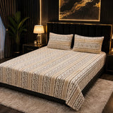 Luxury Cream Leaf Stripe Fleece Bedsheet - The Linen House