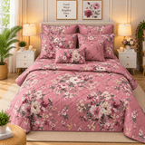 Luxury Dusty Rose Floral 7Pc Bedspread Set - The Linen House