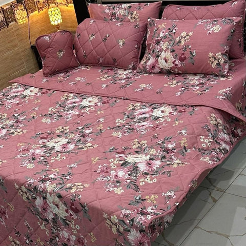 Luxury Dusty Rose Floral 7Pc Bedspread Set - The Linen House