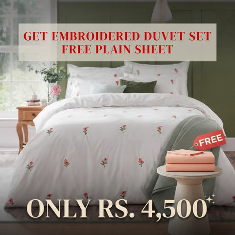 Luxury Embroidered Duvet Set with FREE Plain Sheet - The Linen House